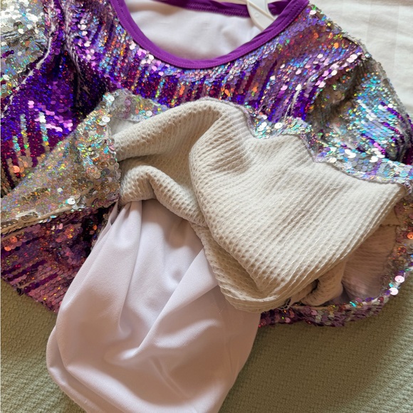 Purple and Silver Sequin Dance Top - Picture 4 of 7
